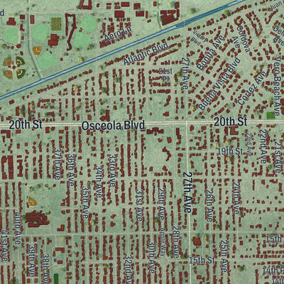 Close-up 1 of the Vero Beach, Florida map artwork