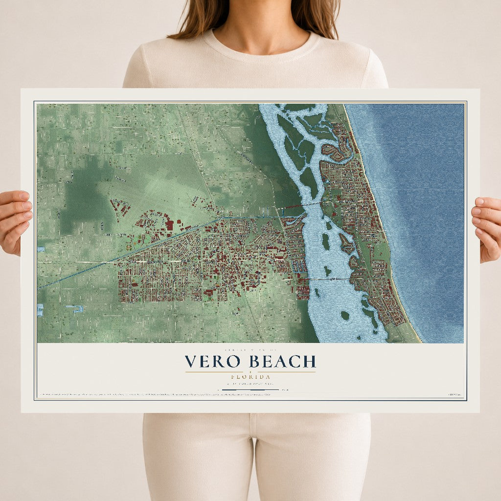 Vero Beach, Florida map print, 18" x 24" Archival Matte Print mockup