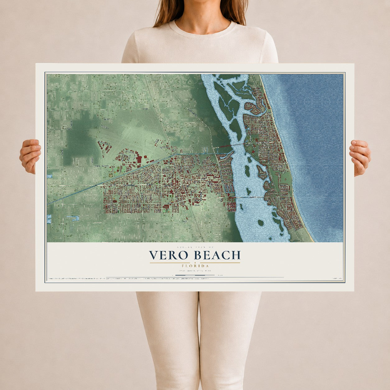 Vero Beach, Florida map print, 24" x 36" Archival Matte Print mockup