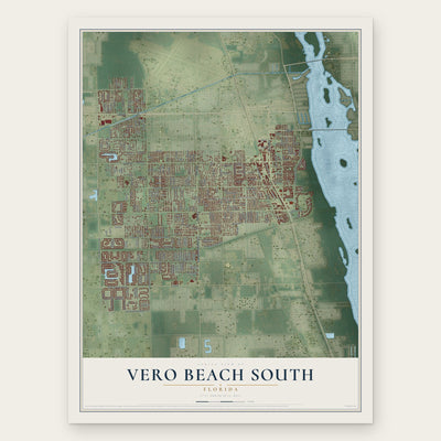 Vero Beach South, Florida map print, the full design