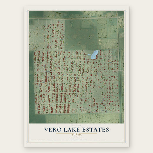 Vero Lake Estates, Florida map print, the full design