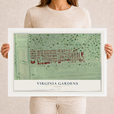 Virginia Gardens, Florida map print, 12" x 18" W/ White Ayous Wood Frame mockup