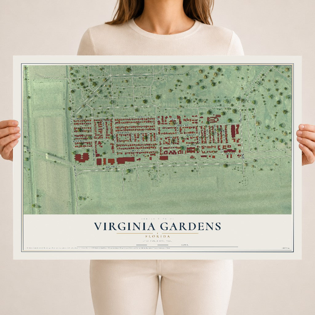 Virginia Gardens, Florida map print, 18" x 24" Archival Matte Print mockup