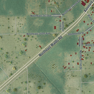 Close-up 2 of the Waldo, Florida map artwork