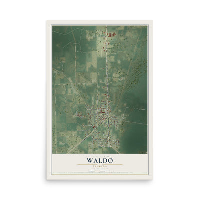 Waldo, Florida map print, 12" x 18" Archival Matte Print mockup