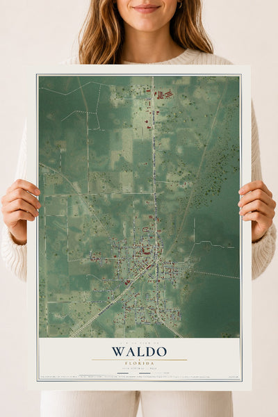 Waldo, Florida map print, 18" x 24" Archival Matte Print mockup