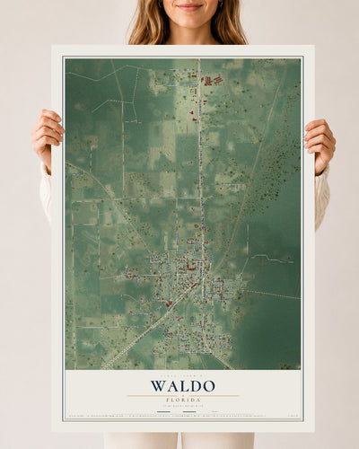 Waldo, Florida map print, 24" x 36" Archival Matte Print mockup