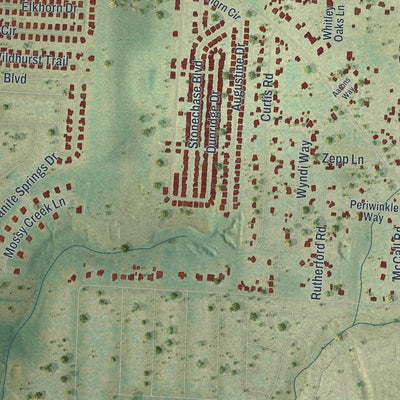Close-up of the map of Wallace, Florida print showing street and building detail