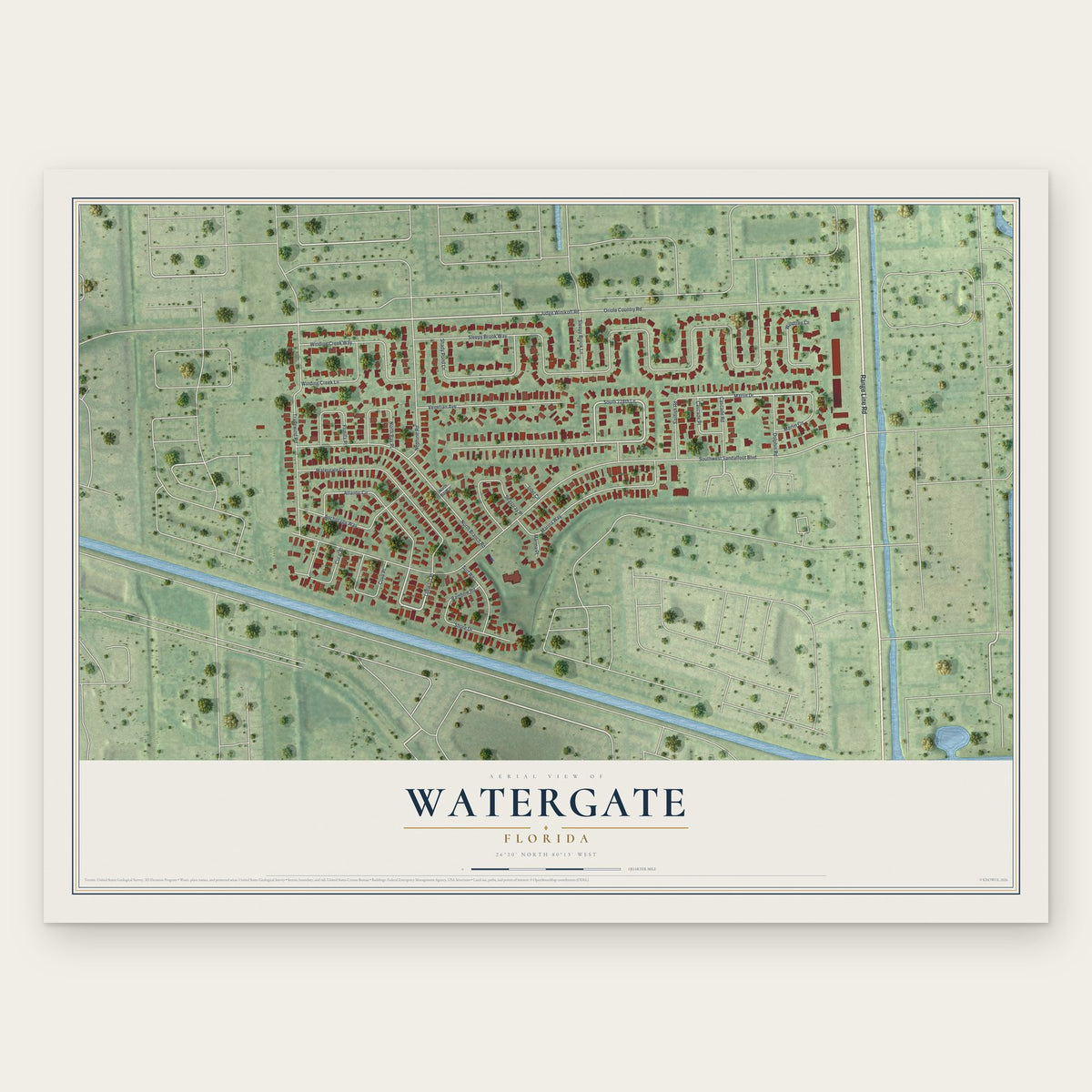 Watergate, Florida map print, the full design