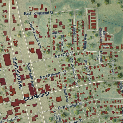 Close-up 1 of the Wauchula, Florida map artwork
