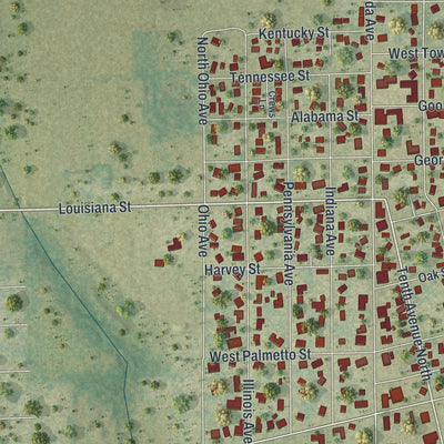 Close-up 2 of the Wauchula, Florida map artwork