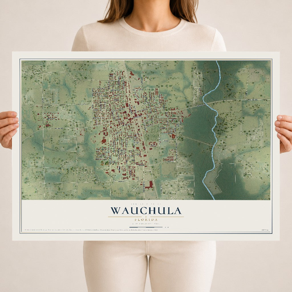 Wauchula, Florida map print, 18" x 24" Archival Matte Print mockup
