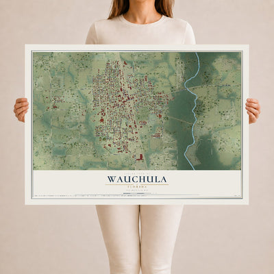 Wauchula, Florida map print, 24" x 36" Archival Matte Print mockup