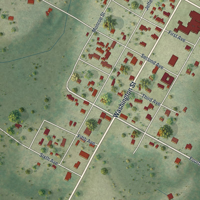 Close-up 1 of the Wausau, Florida map artwork