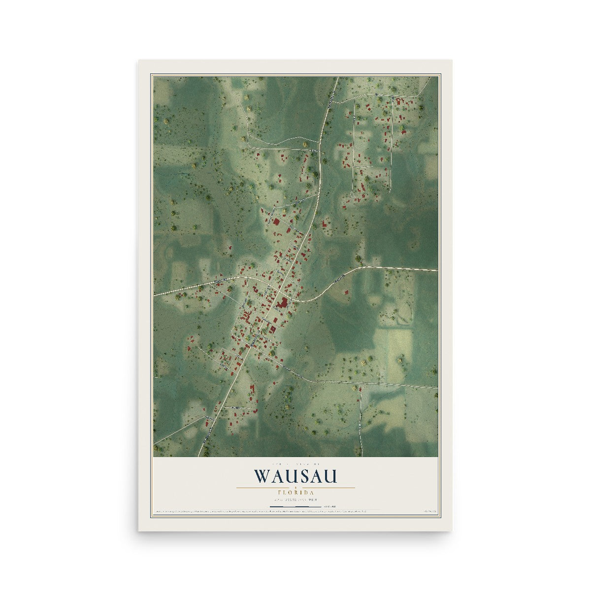Wausau, Florida map print, 12" x 18" Archival Matte Print mockup
