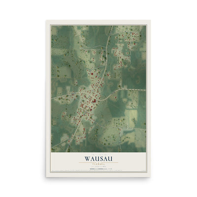 Wausau, Florida map print, 12" x 18" Archival Matte Print mockup