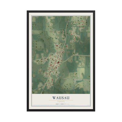 Wausau, Florida map print, 12" x 18" W/ Black Ayous Wood Frame mockup