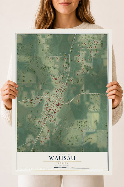 Wausau, Florida map print, 18" x 24" Archival Matte Print mockup