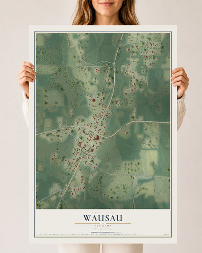 Wausau, Florida map print, 24" x 36" Archival Matte Print mockup