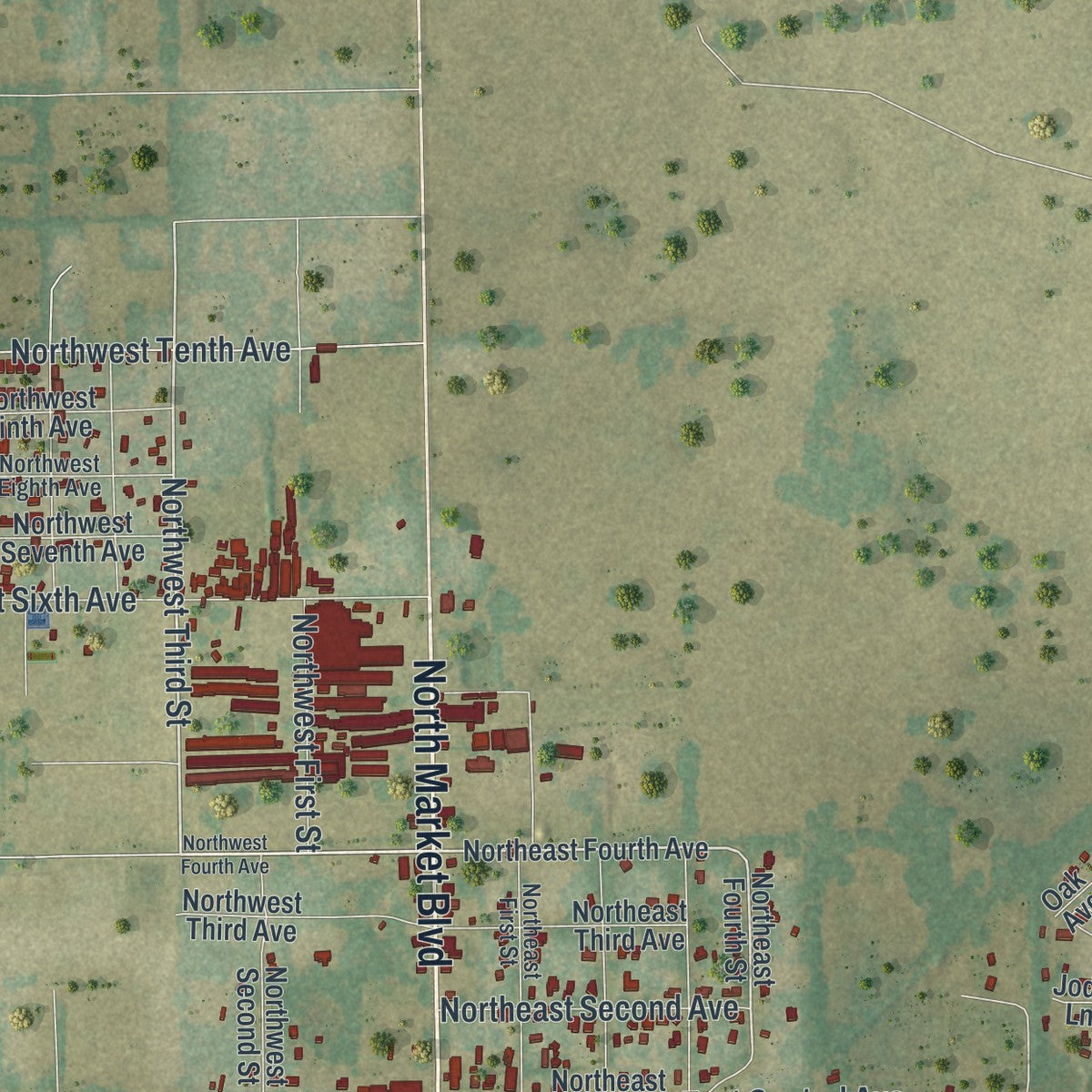 Close-up 1 of the Webster, Florida map artwork