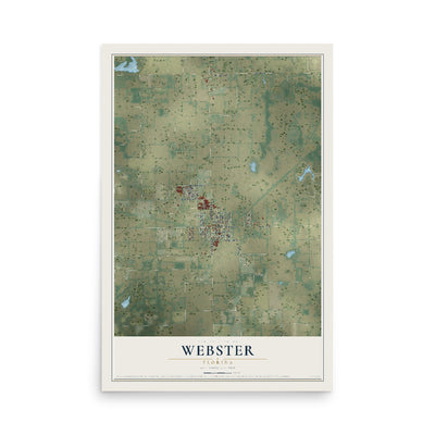 Webster, Florida map print, 12" x 18" Archival Matte Print mockup