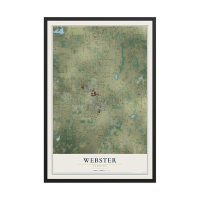 Webster, Florida map print, 12" x 18" W/ Black Ayous Wood Frame mockup