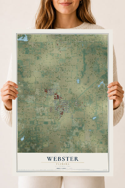 Webster, Florida map print, 18" x 24" Archival Matte Print mockup