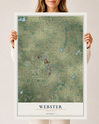 Webster, Florida map print, 24" x 36" Archival Matte Print mockup