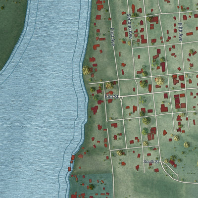 Close-up 1 of the Welaka, Florida map artwork