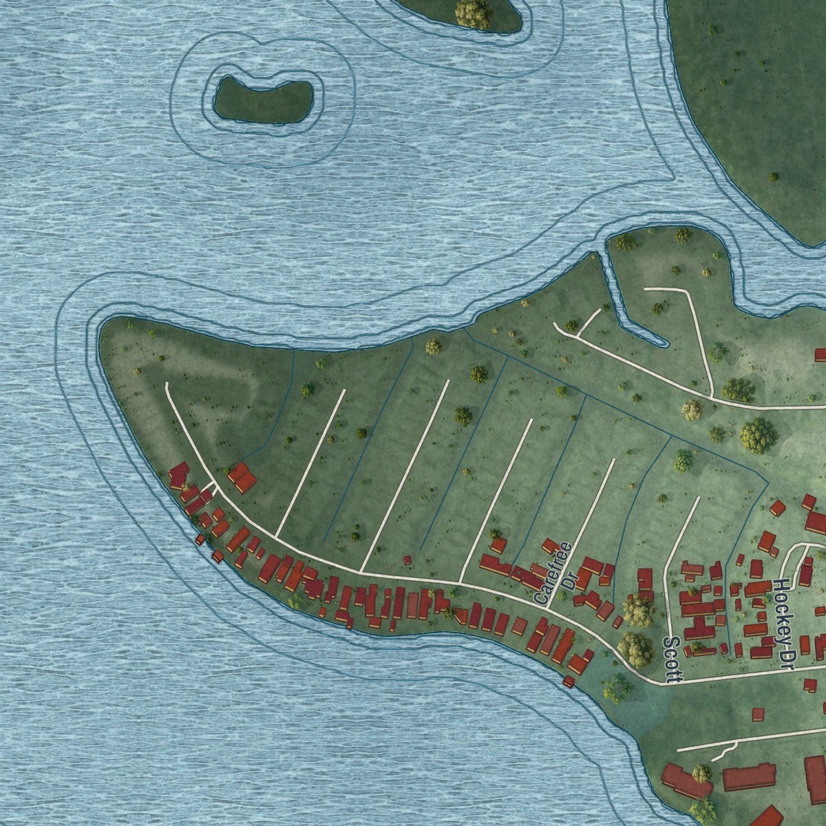 Close-up 2 of the Welaka, Florida map artwork