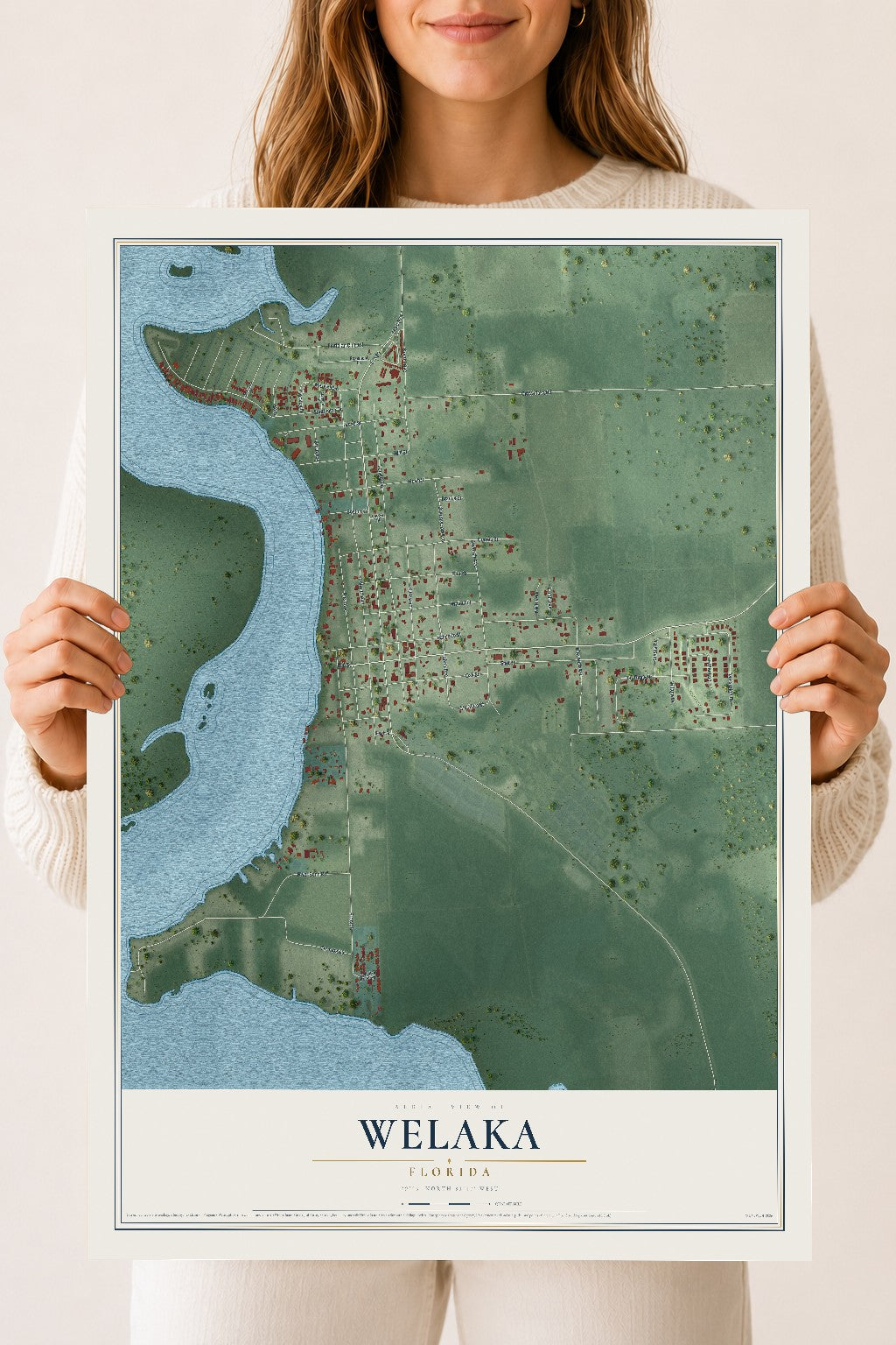 Welaka, Florida map print, 18" x 24" Archival Matte Print mockup
