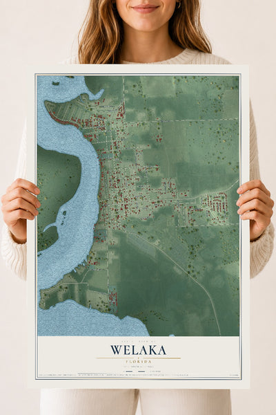 Welaka, Florida map print, 18" x 24" Archival Matte Print mockup