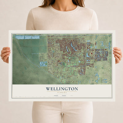Wellington, Florida map print, 12" x 18" Archival Matte Print mockup
