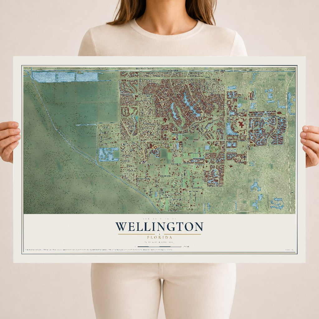 Wellington, Florida map print, 18" x 24" Archival Matte Print mockup