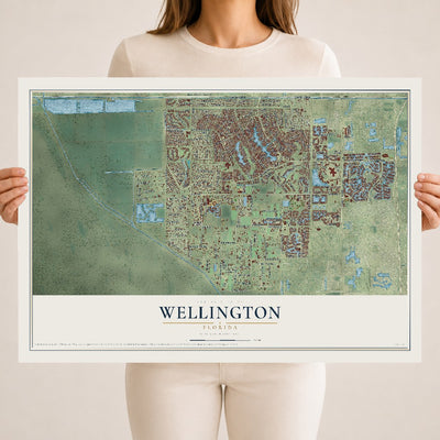 Wellington, Florida map print, 18" x 24" Archival Matte Print mockup