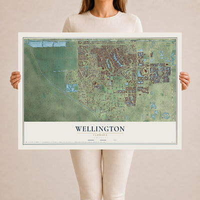 Wellington, Florida map print, 24" x 36" Archival Matte Print mockup