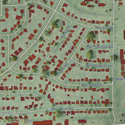 Close-up of the map of Wellswood, Florida print showing street and building detail