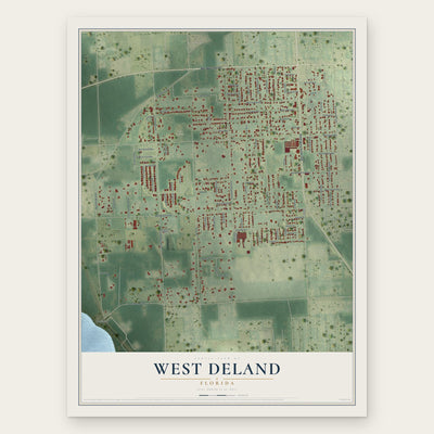 West DeLand, Florida map print, the full design