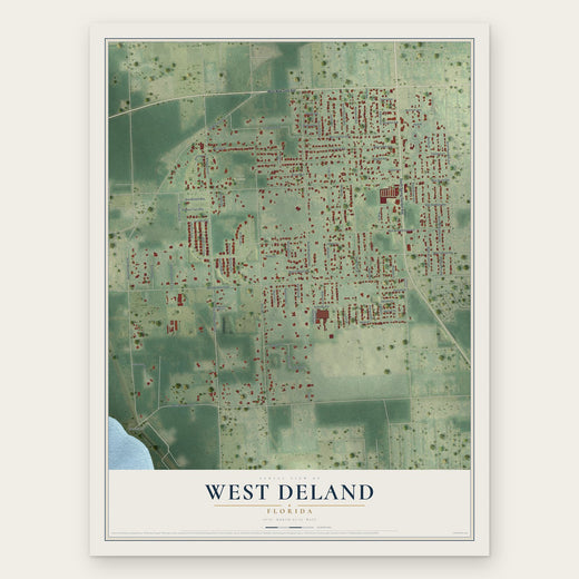 West DeLand, Florida map print, the full design