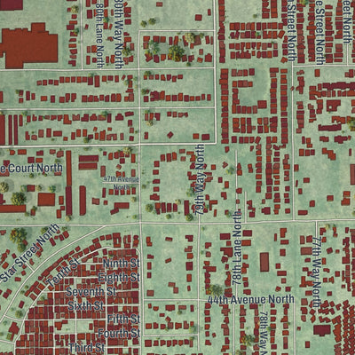 Close-up of the map of West Lealman, Florida print showing street and building detail