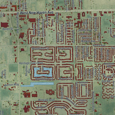 Close-up 1 of the West Melbourne, Florida map artwork