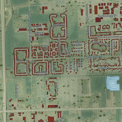 Close-up 2 of the West Melbourne, Florida map artwork