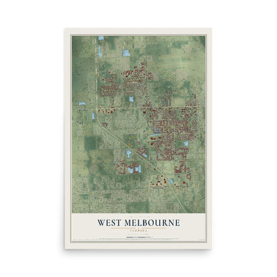 West Melbourne, Florida map print, 12" x 18" Archival Matte Print mockup