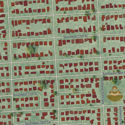 Close-up 2 of the West Miami, Florida map artwork
