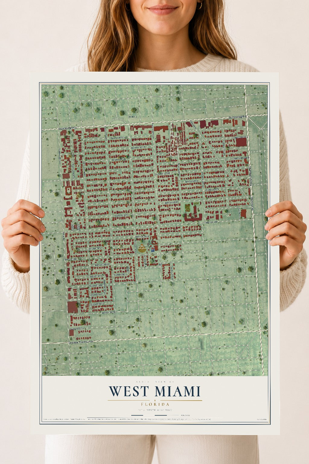 West Miami, Florida map print, 18" x 24" Archival Matte Print mockup