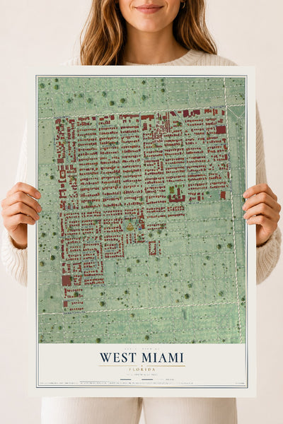 West Miami, Florida map print, 18" x 24" Archival Matte Print mockup