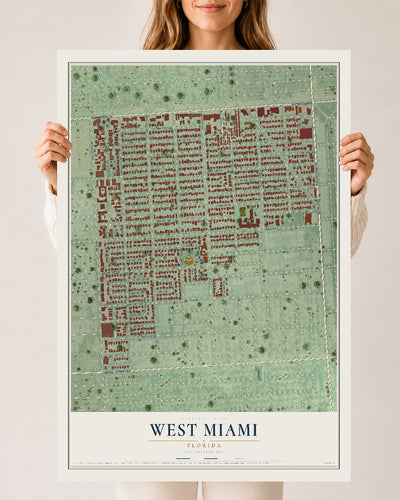 West Miami, Florida map print, 24" x 36" Archival Matte Print mockup