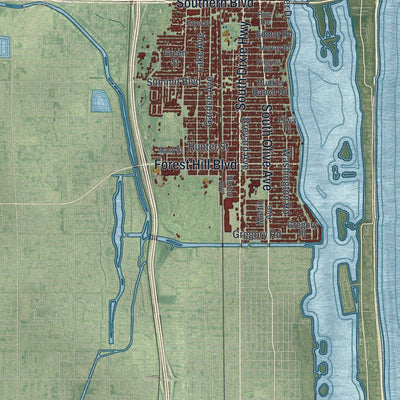 Close-up 2 of the West Palm Beach, Florida map artwork