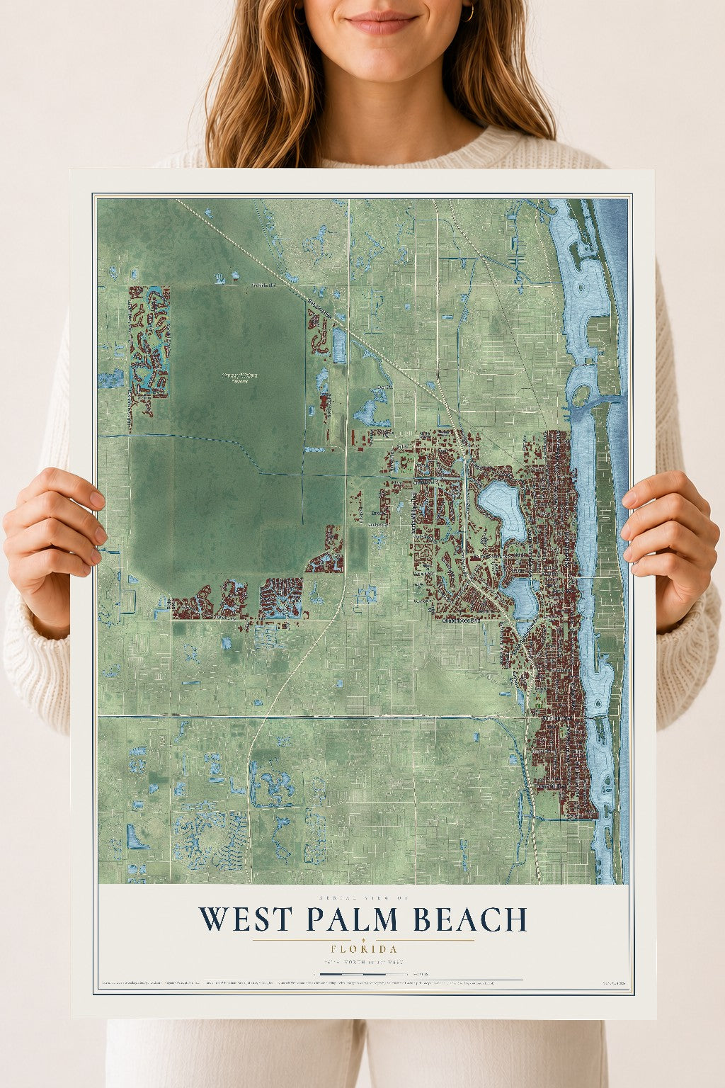 West Palm Beach, Florida map print, 18" x 24" Archival Matte Print mockup