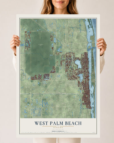 West Palm Beach, Florida map print, 24" x 36" Archival Matte Print mockup